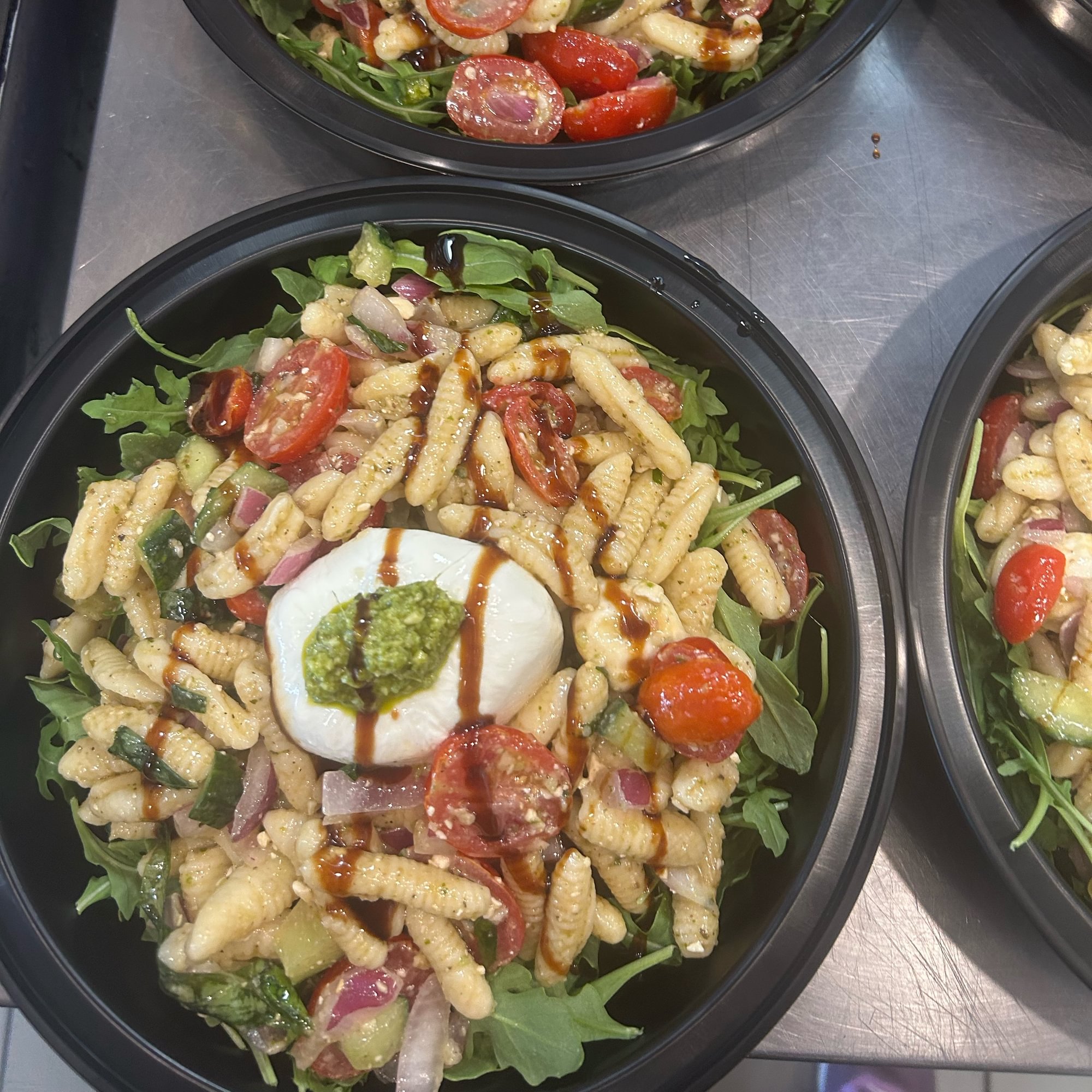 Cavatappi Pasta salad with Pesto & Burrata