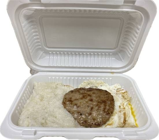 Grits with Eggs and Meat