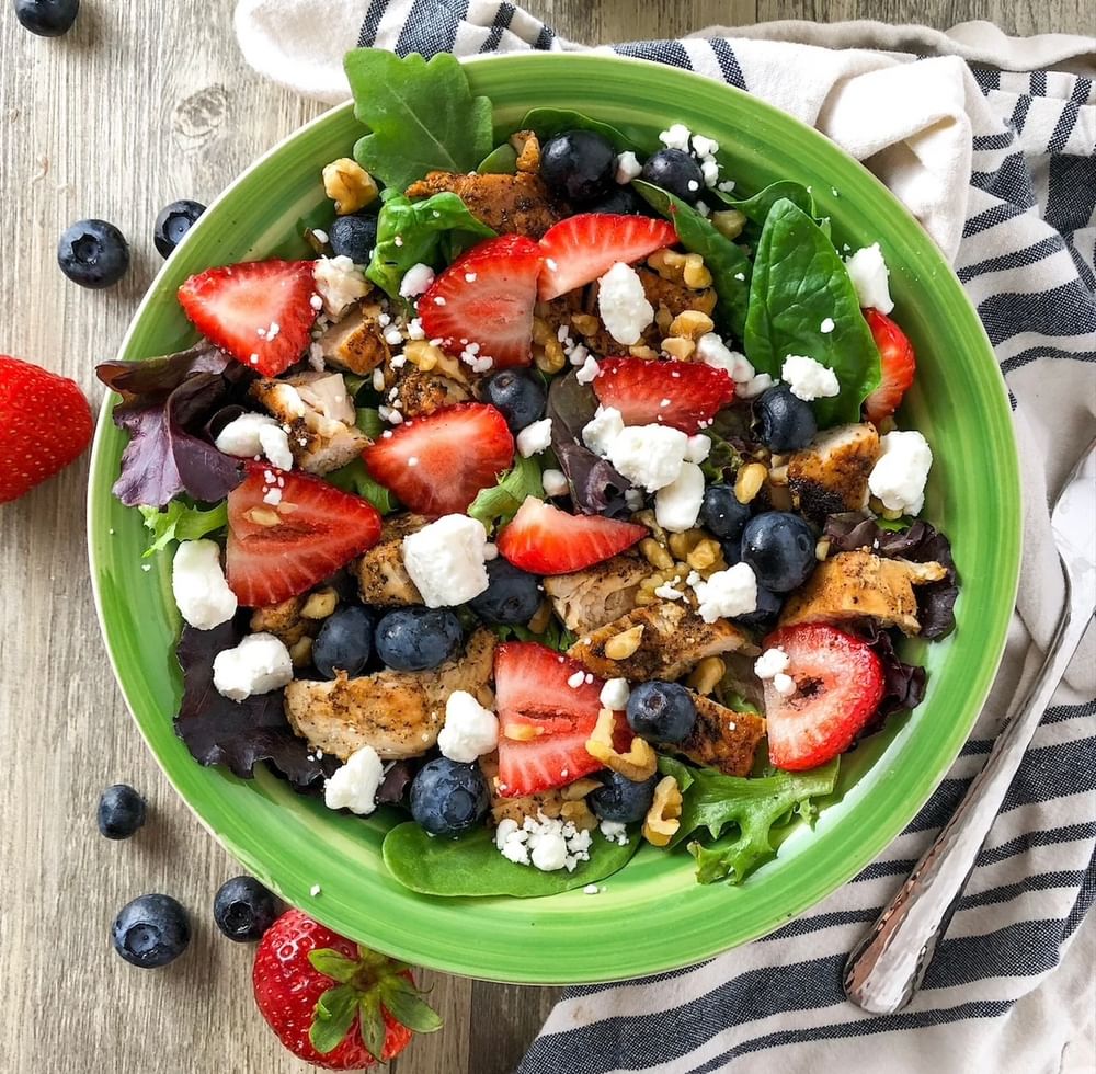 New! Berry Spinach Grilled chicken salad