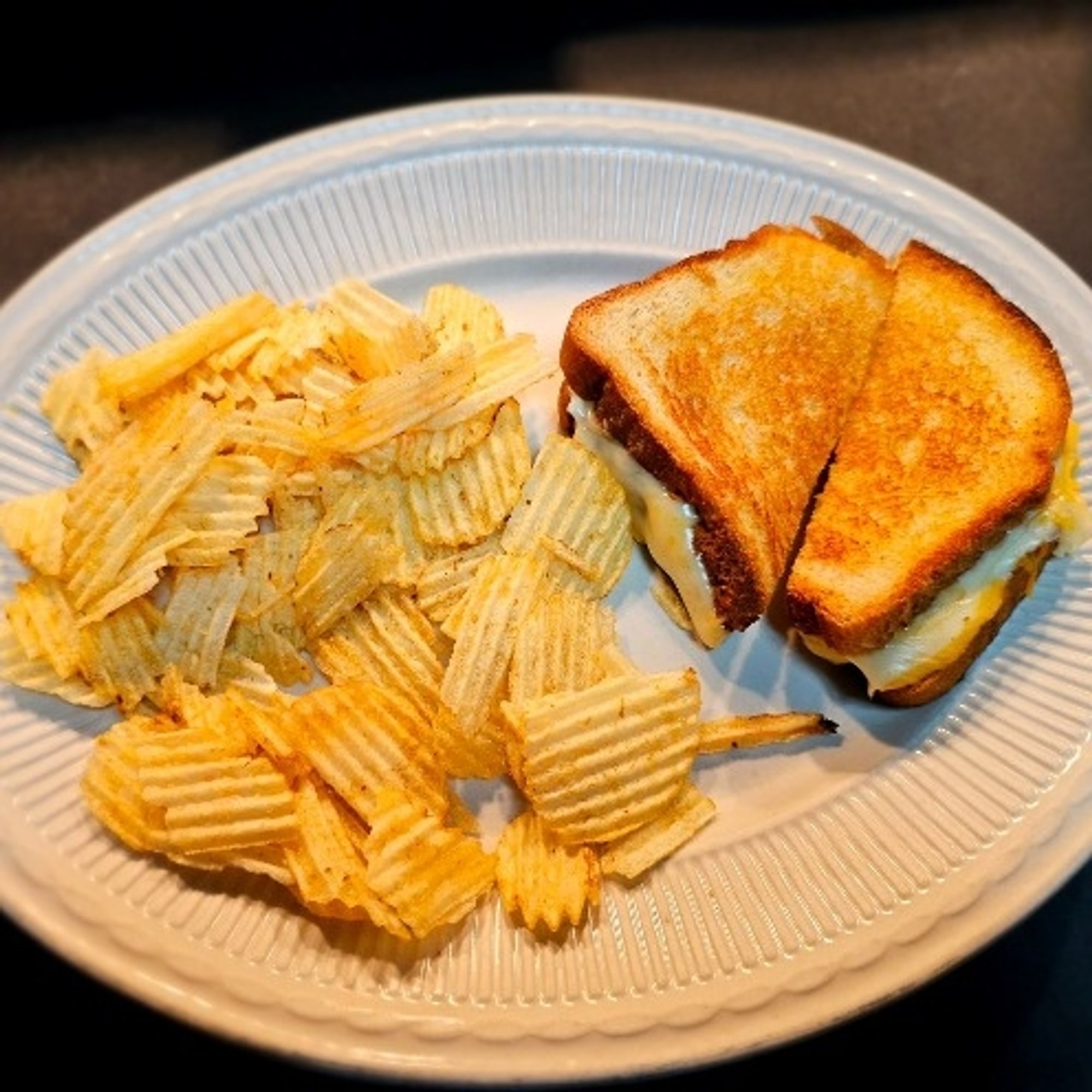 Triple grilled cheese sandwich
