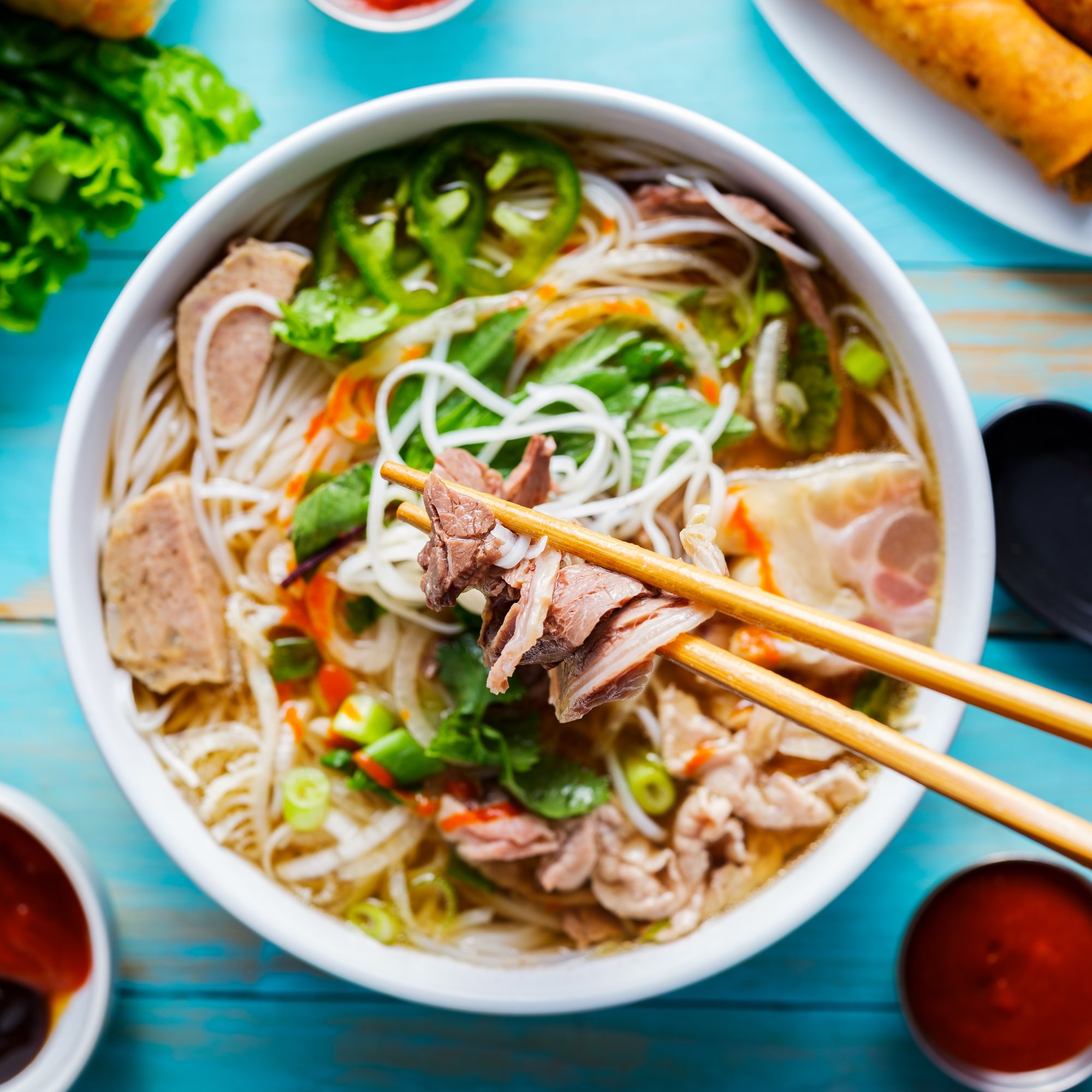 228. Phở Tái, Bò Viên | Pho with Rare Steak, Beef Meatballs