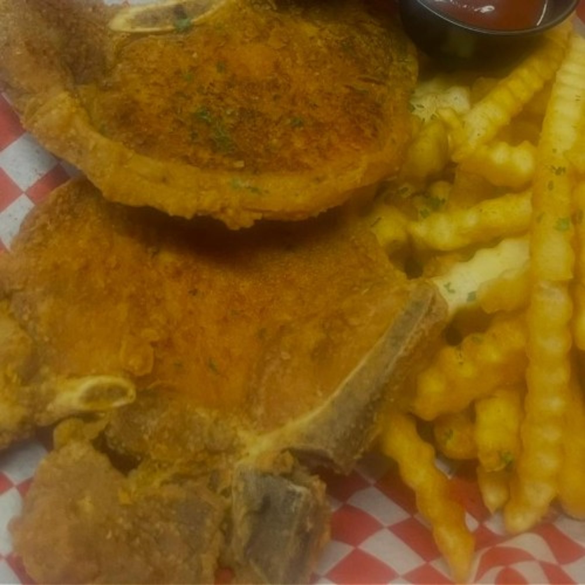 2 Bone-In Pork Chops with Fries