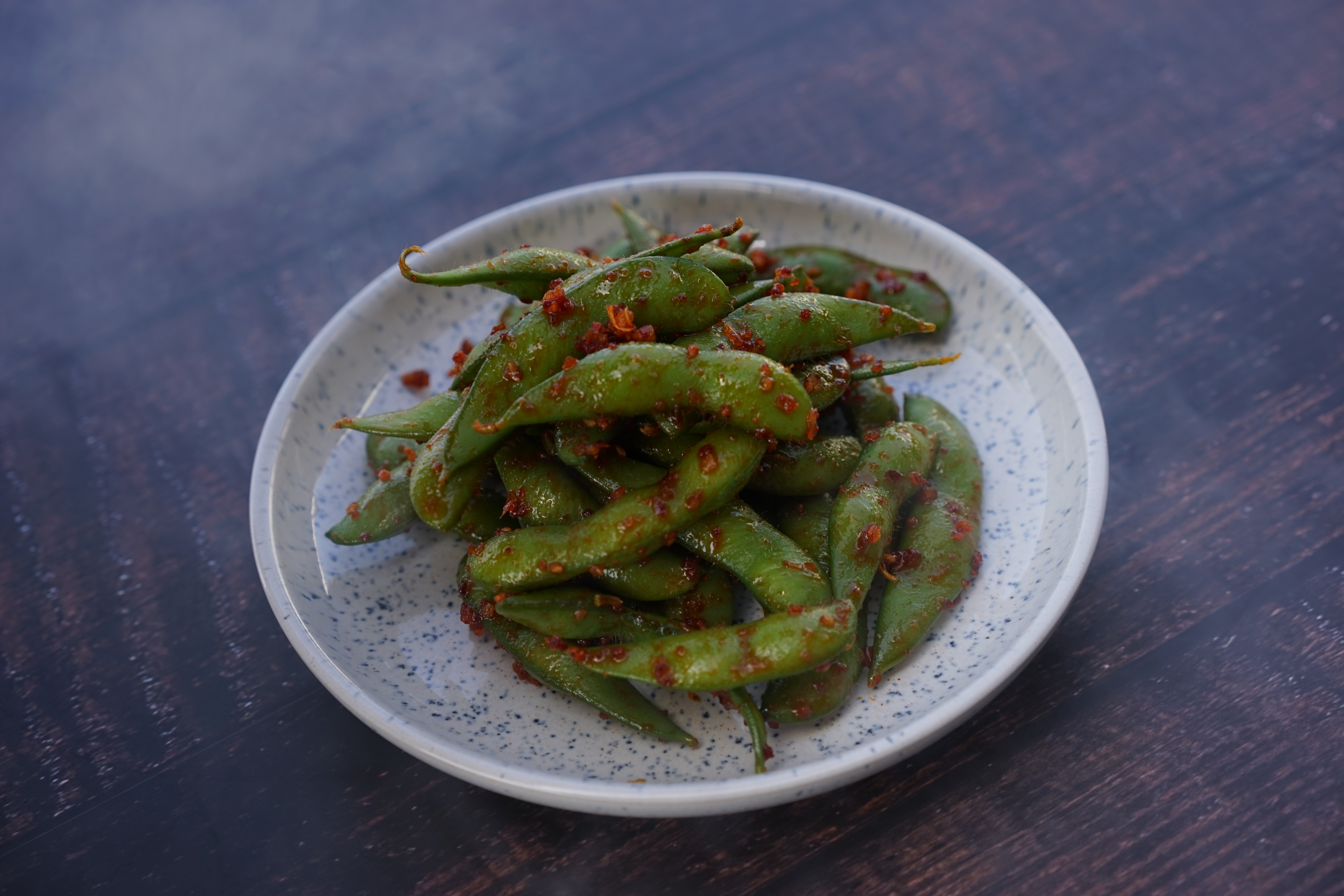 Spicy Garlic Edamame
