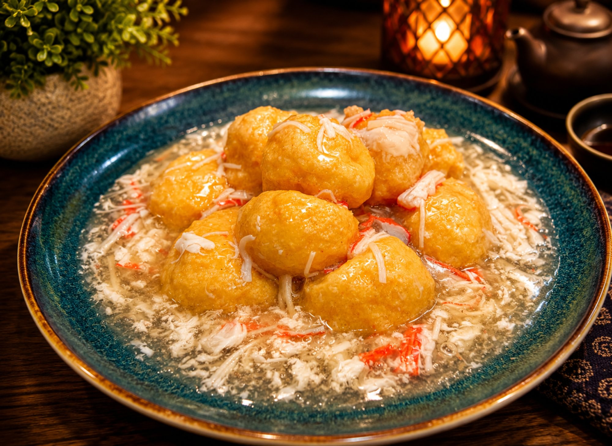 Minced Tofu with Shrimp and Crab Meat Sauce / 琵琶豆腐