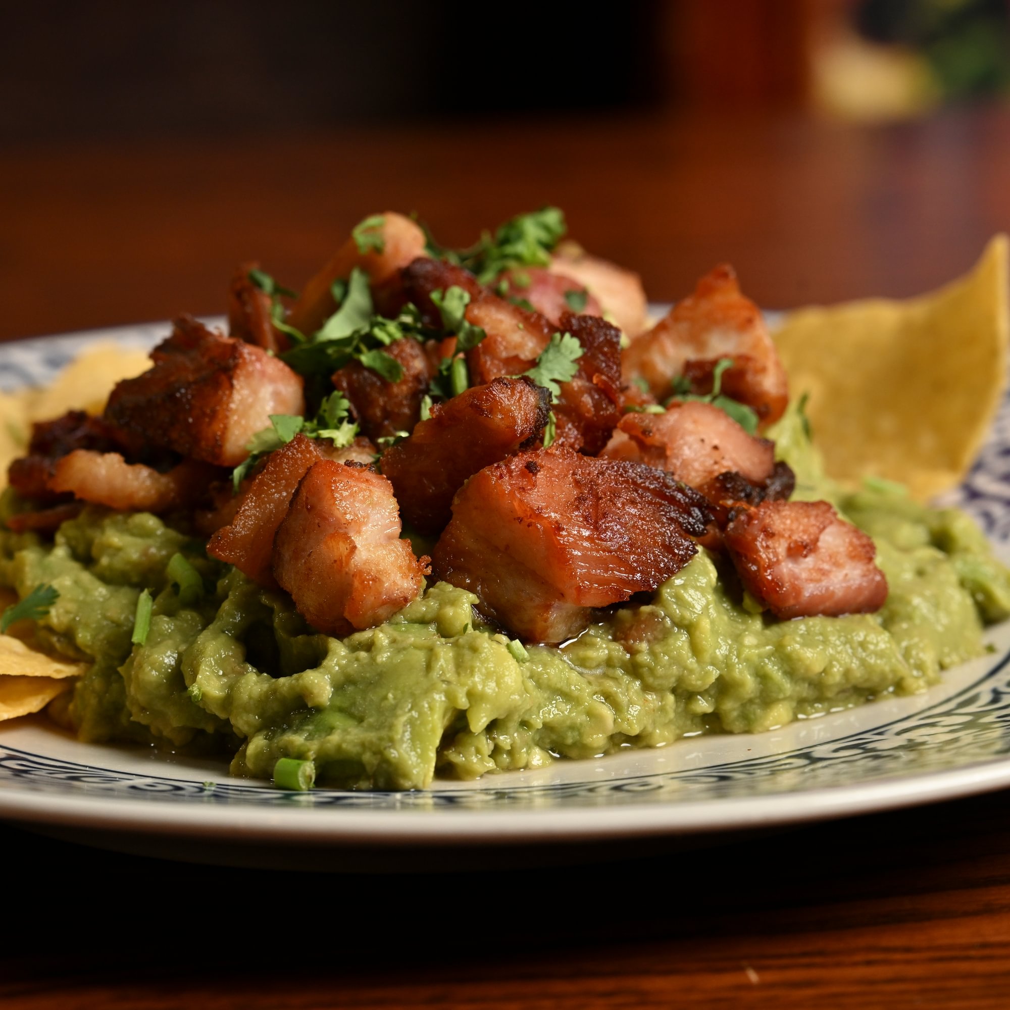 Guacamole con Chicharron (Pork Belly)