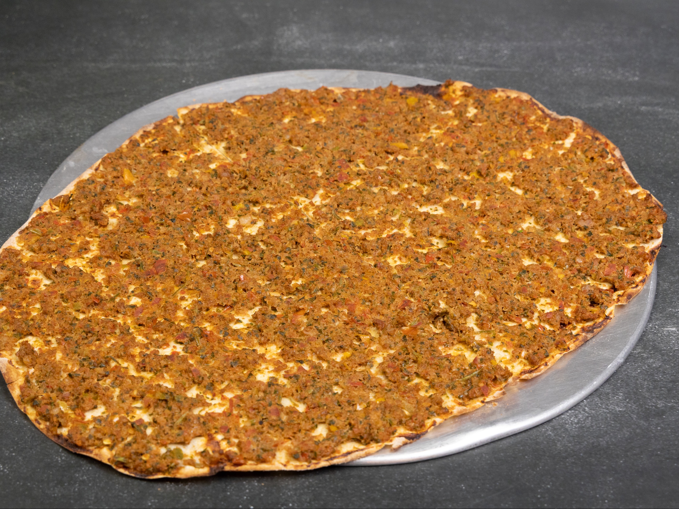 MEAT AND VEGGIE FLATBREAD (LAHMACUN)