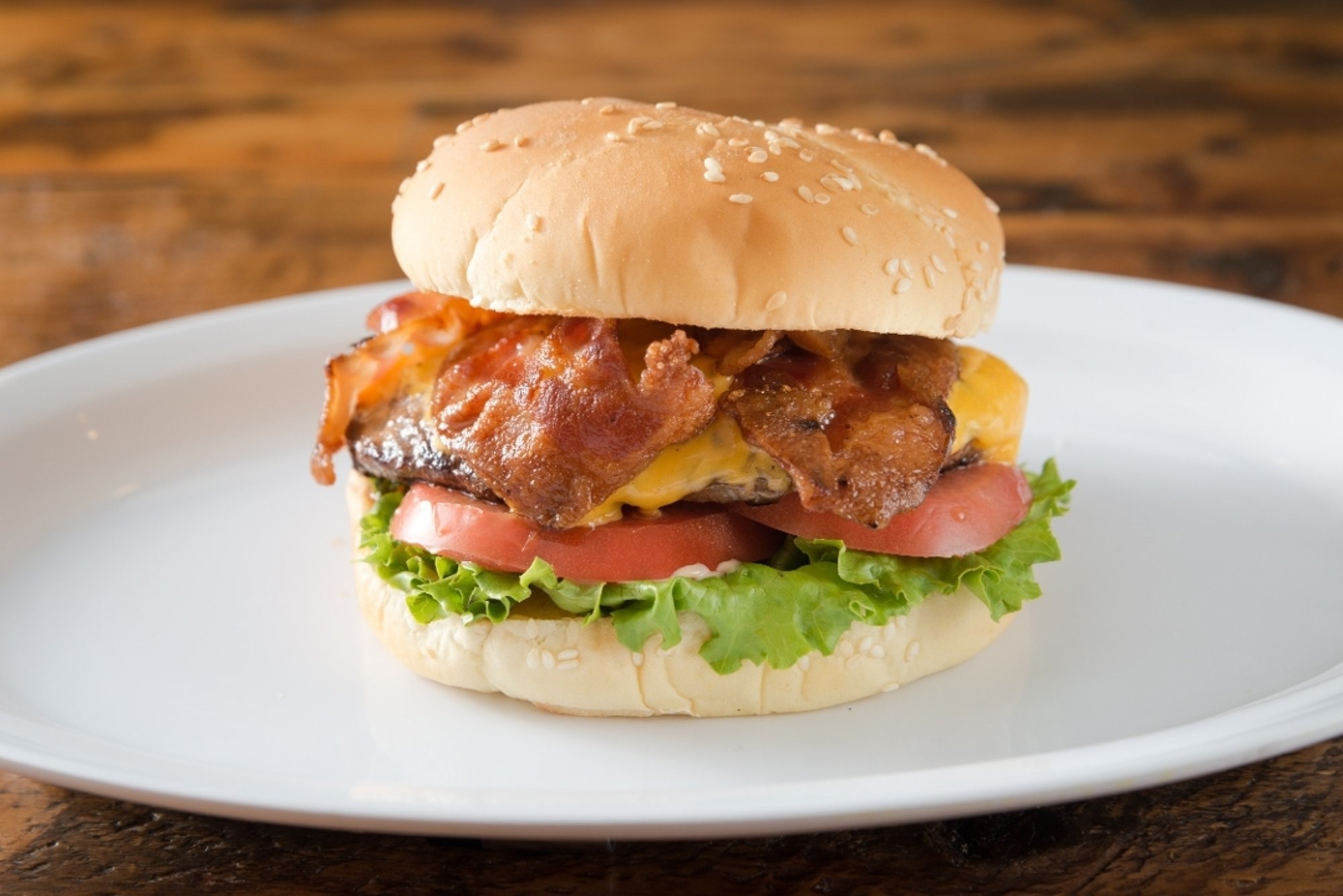 Bacon Cheeseburger with Fries and Soda Can