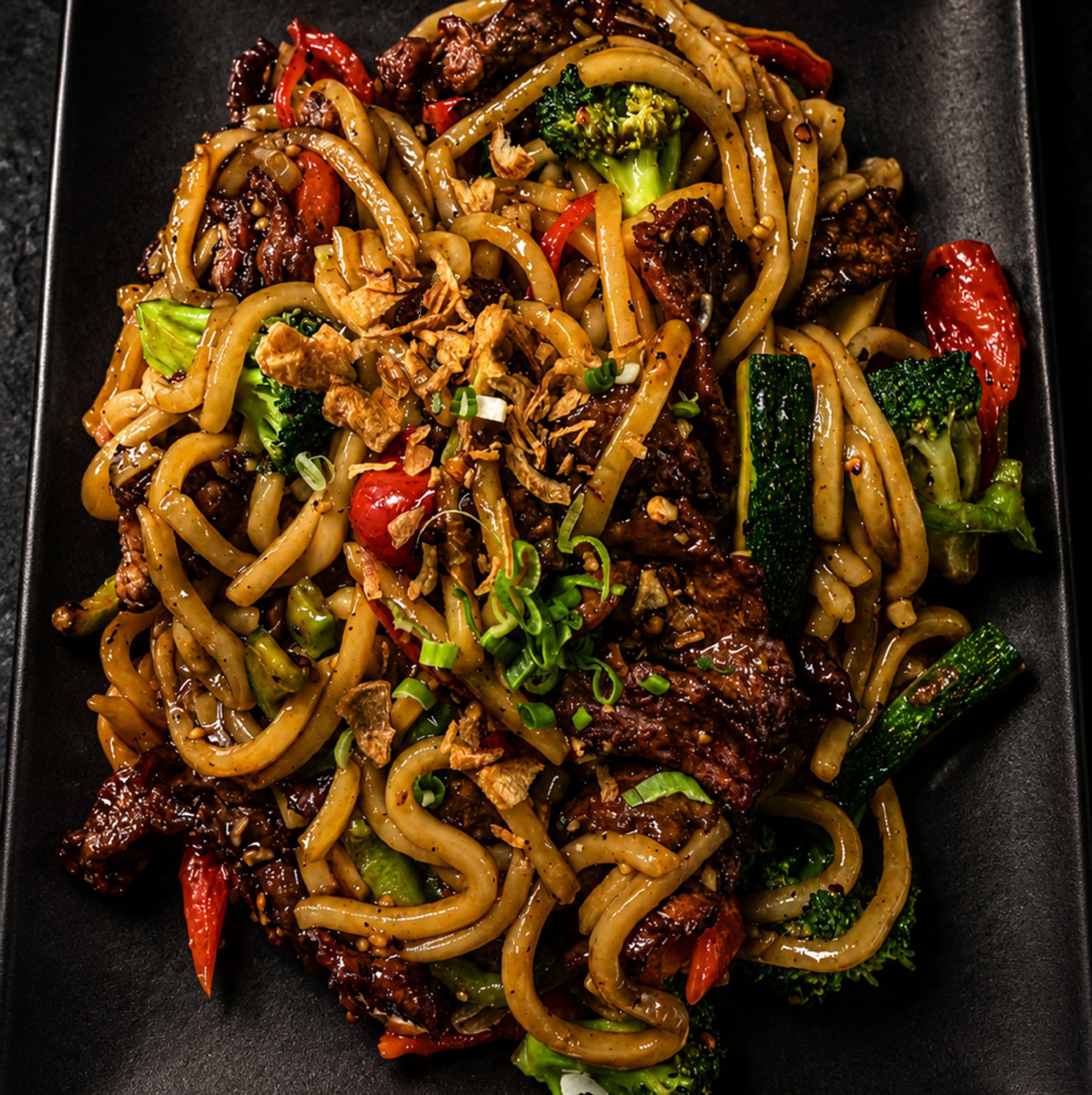 Black Pepper Stir Fry Udon Noodles
