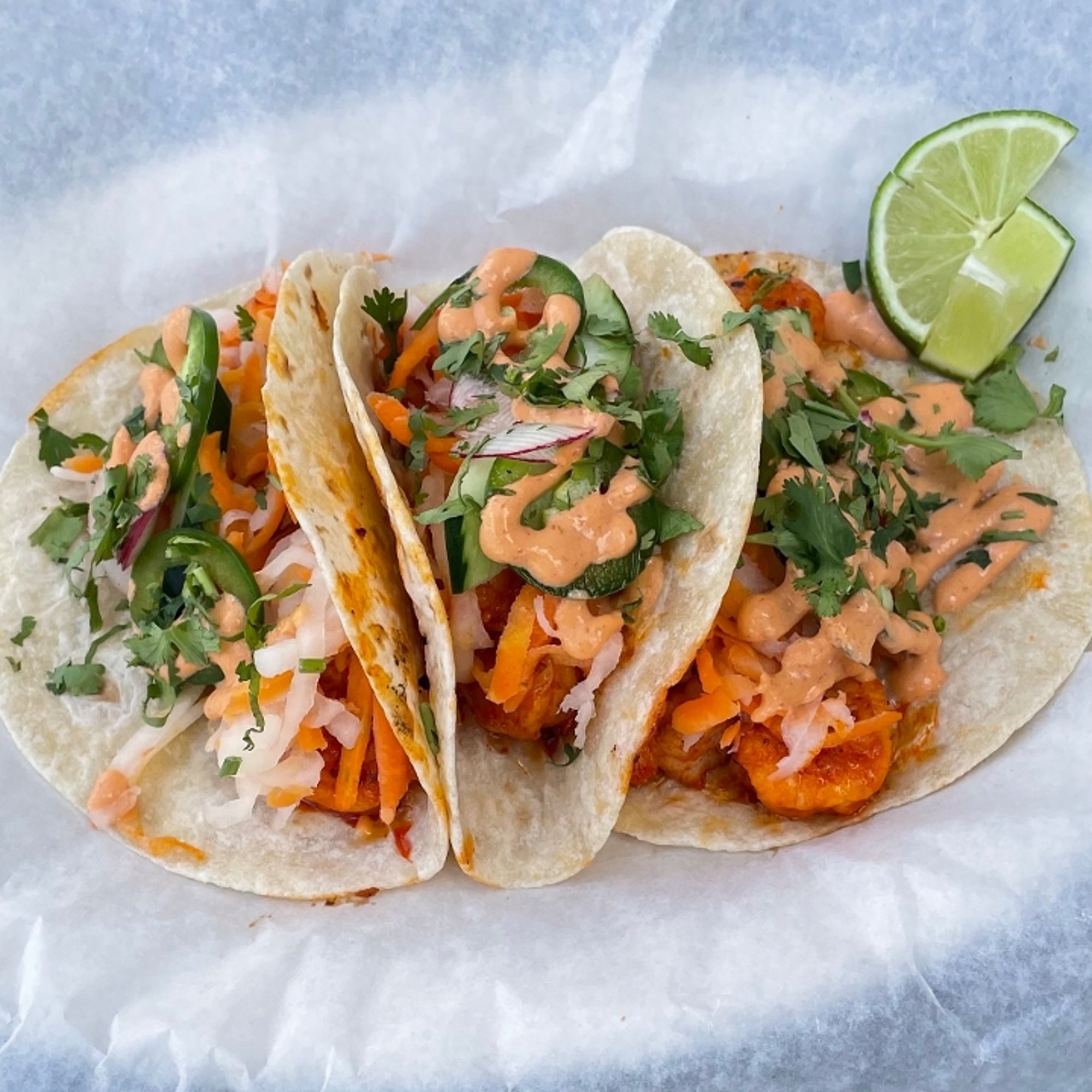 Gulf Shrimp Bánh Mì Tacos