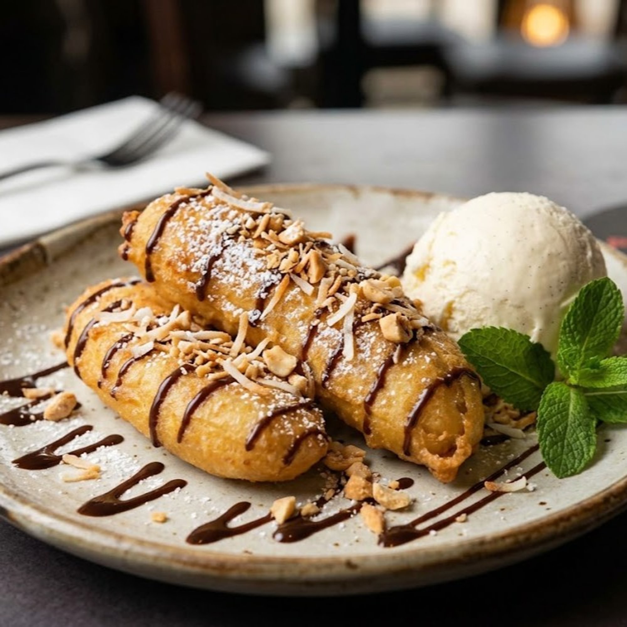 Fried Banana with Ice Cream (Chuoi Chien Kem)