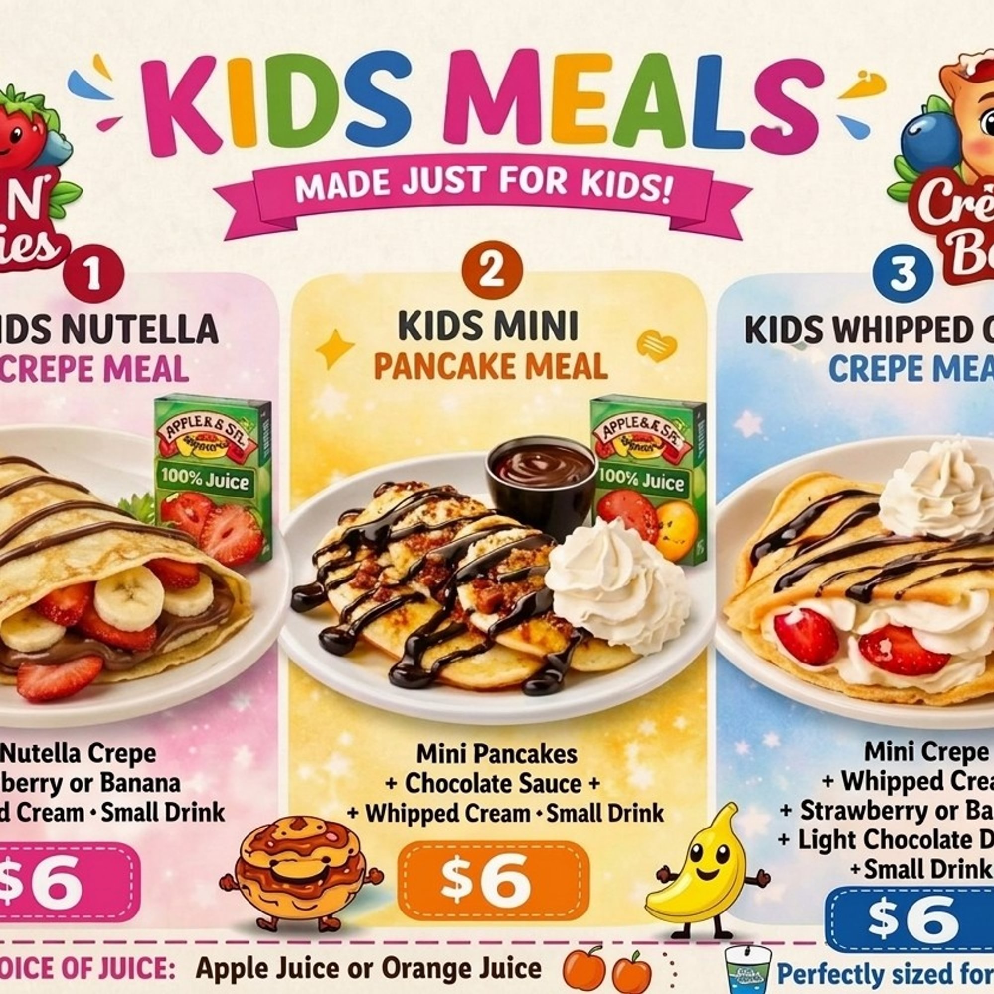 Kids Whipped Cream Crepe Meal