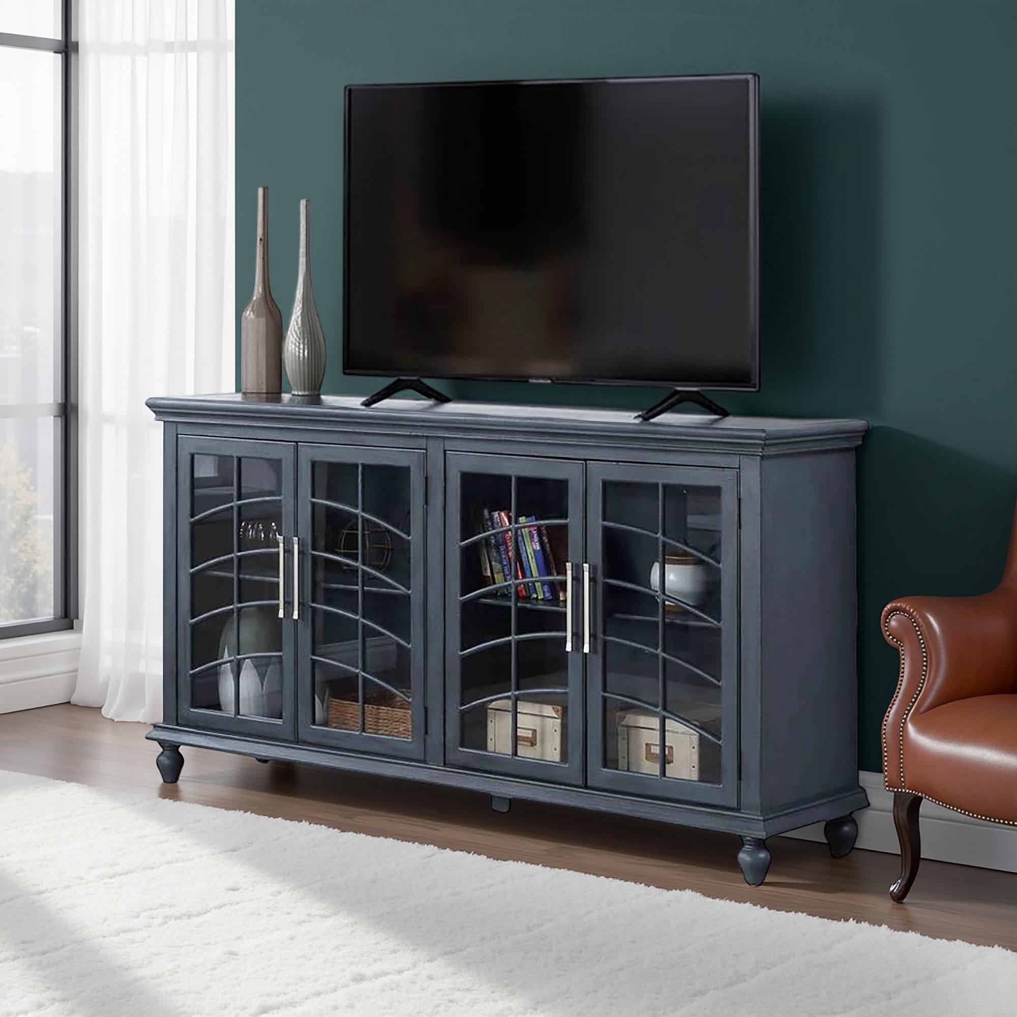 4-Door TV Credenza - Shutter Grey