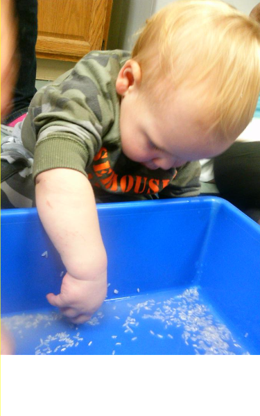 Catch me if you can!  Floating rice in water provides a sensory experience and the challenge of using the pincher grasp to catch the rice!