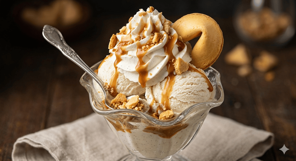 Fortune Cookie Vanilla Ice Cream Sundae (Dine-in only)