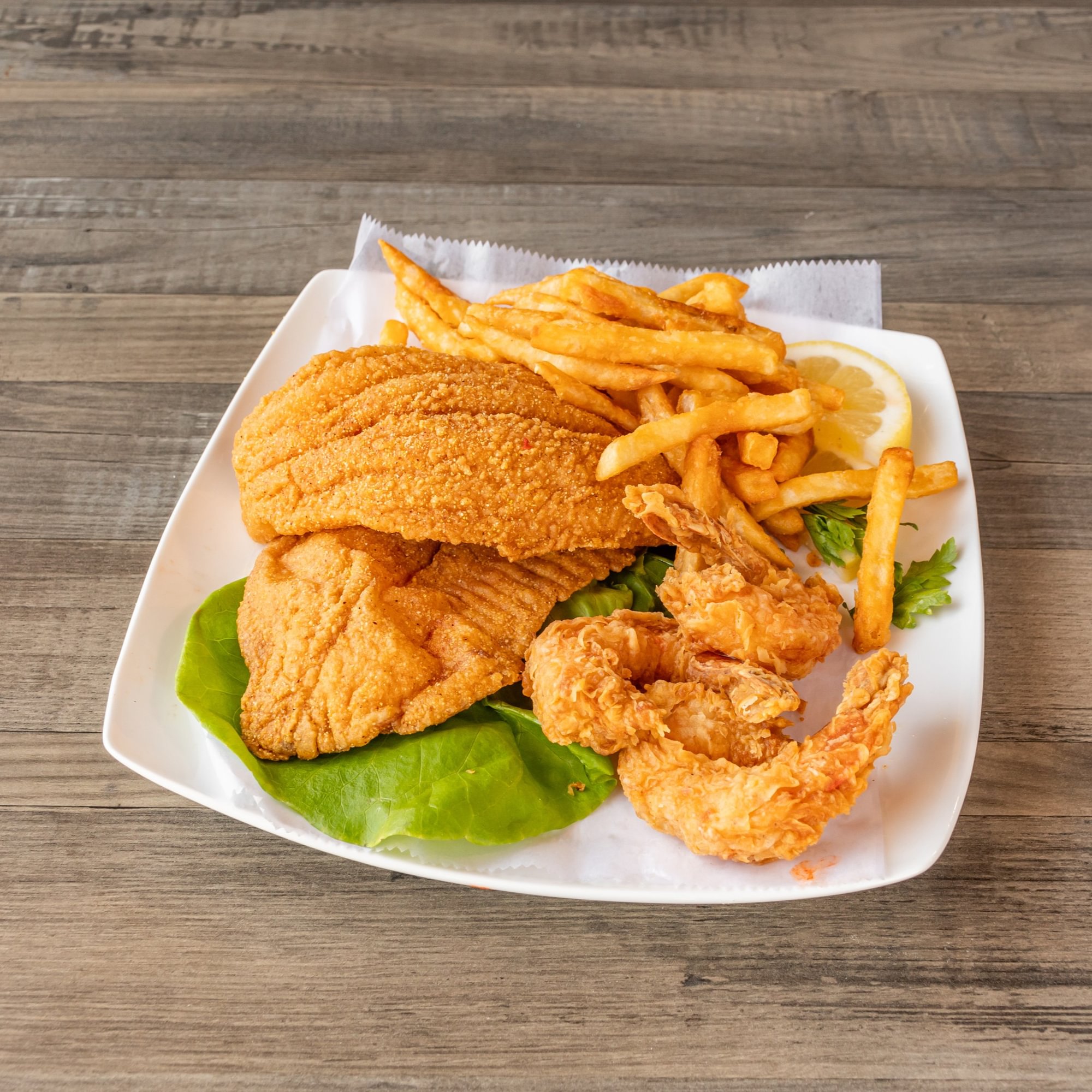 3 Jumbo Shrimp & 2 Tilapia