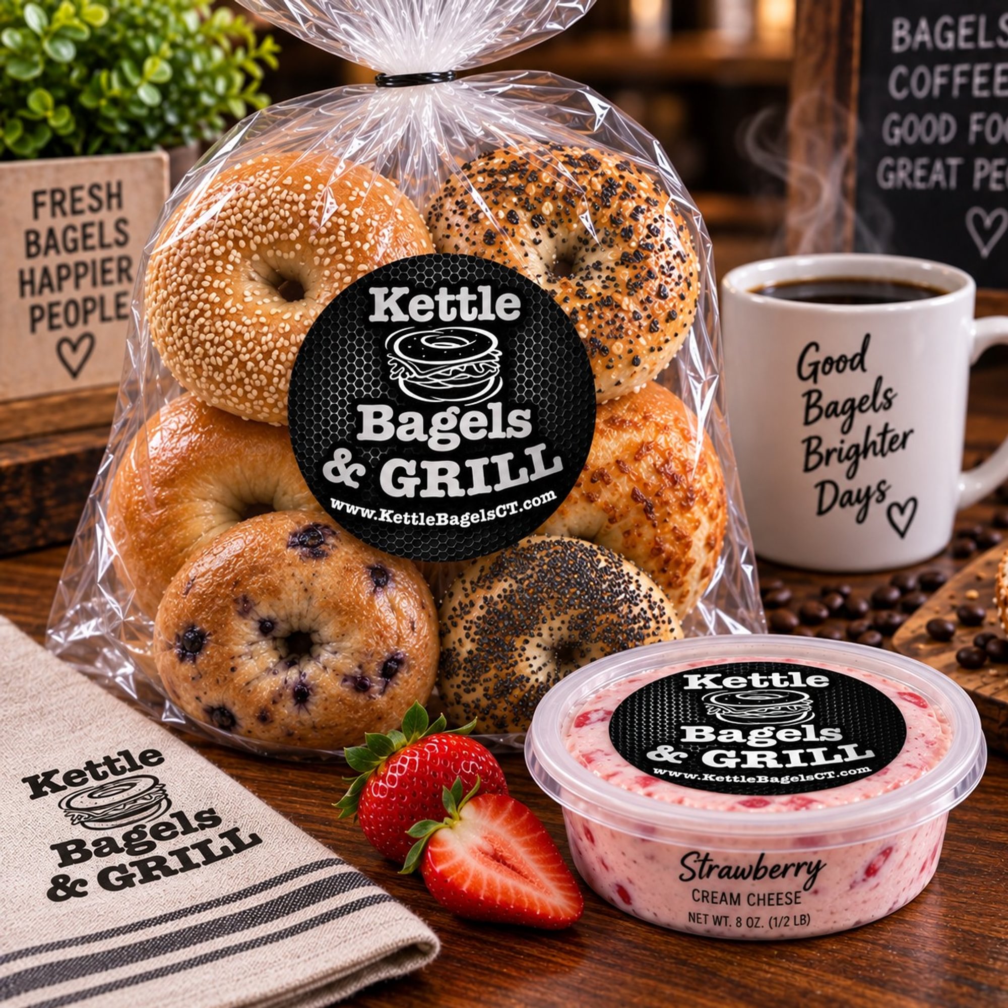 Half Dozen Bagel BUNDLE (6 bagels + One 8oz. CC)