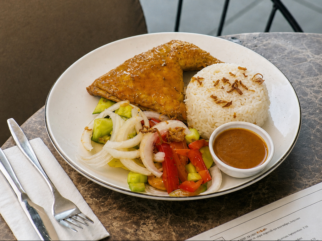 Chiken 1/4 Leg & Thigh (With Sauteed Onion, Tomato, Pepper) & Choice Of Sauce (Lemon Herb/peri Pe...