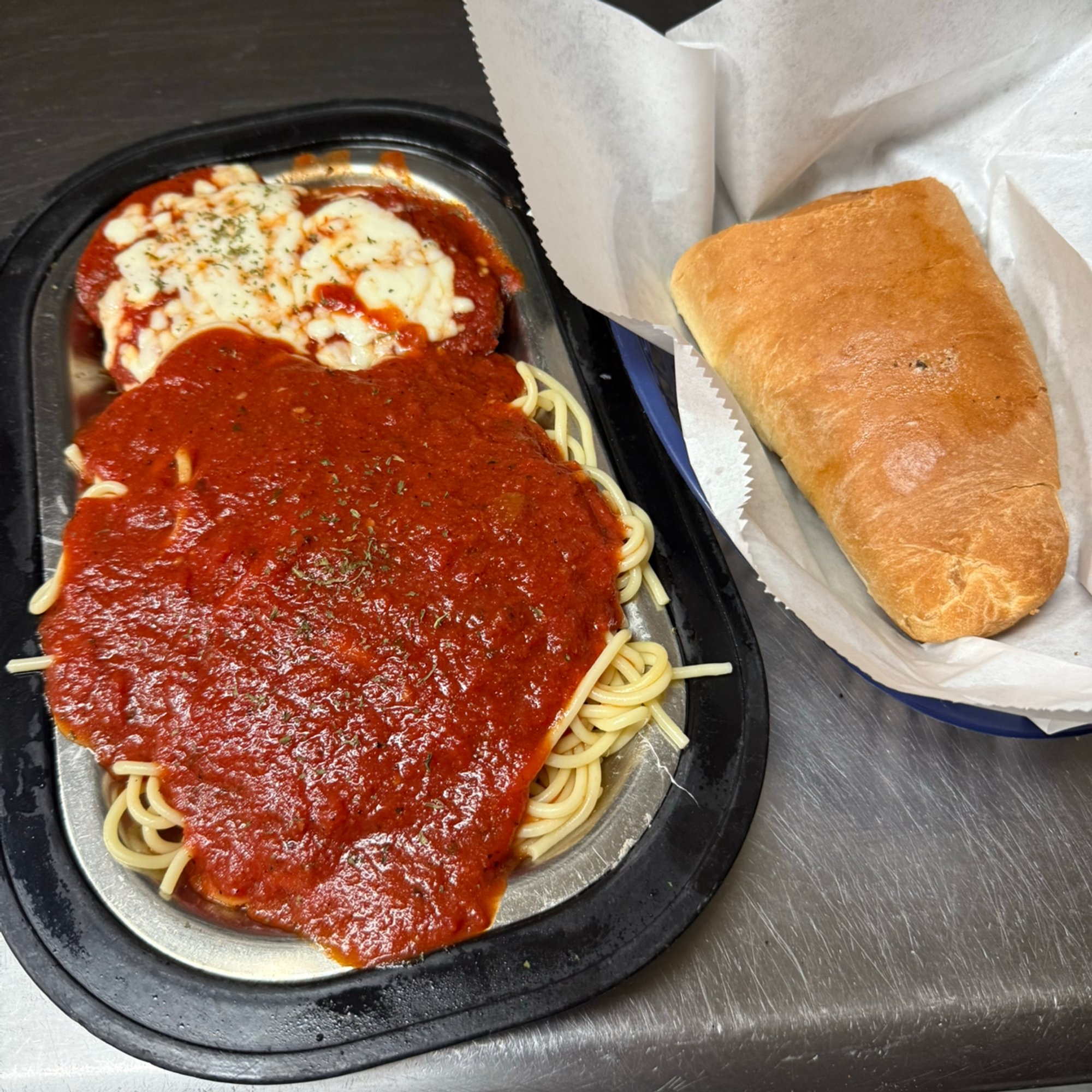 Chicken Parmigiana with Salad & Bread