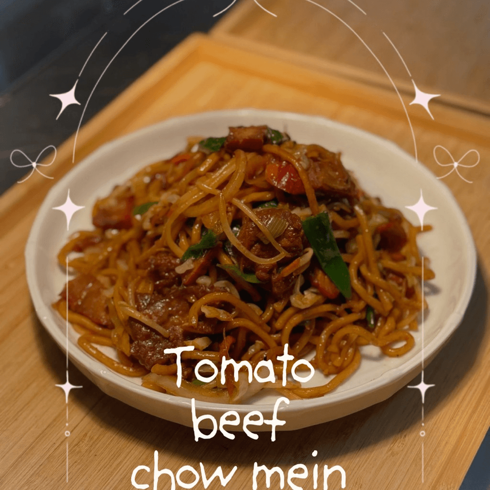 Tomato Beef Chow Mein