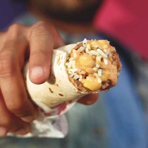 Cheesy Bean and Rice Burrito