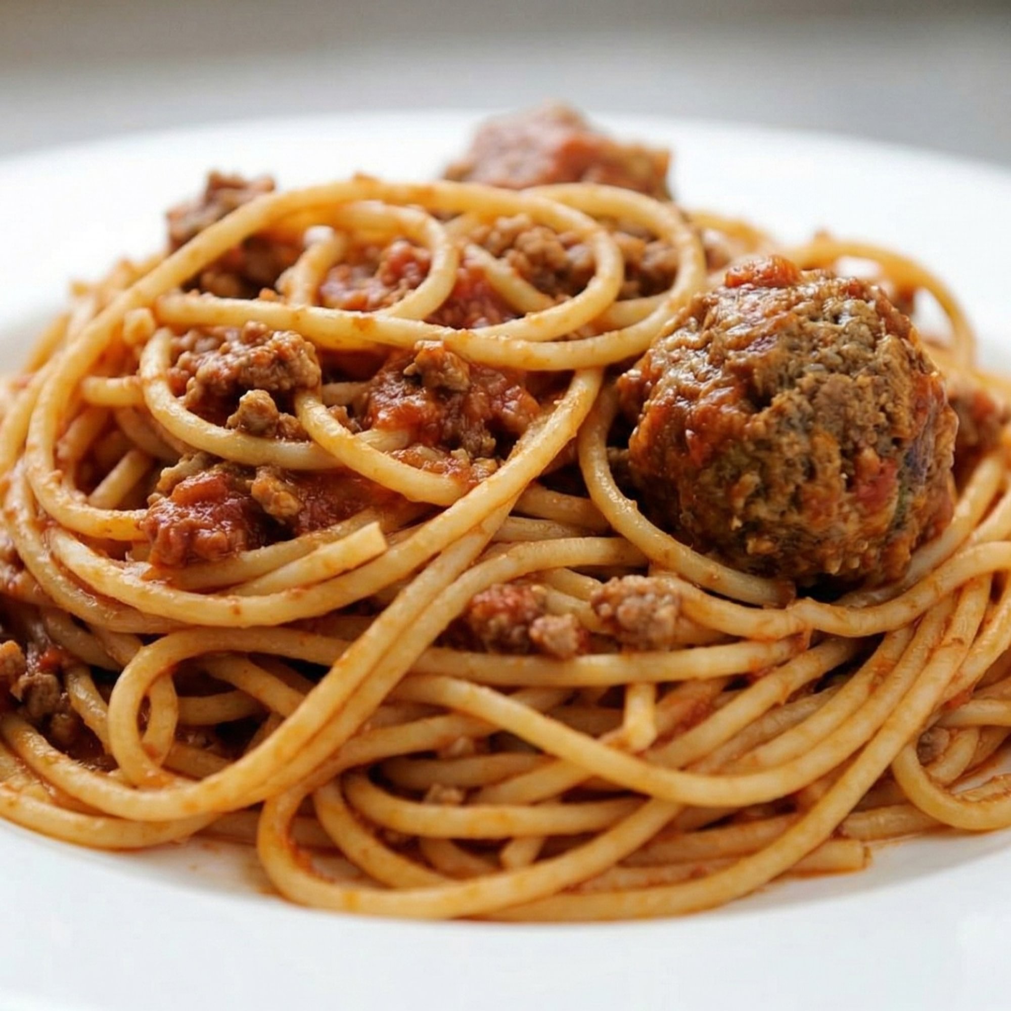 Spaghetti with Sausage or Meatball Lunch
