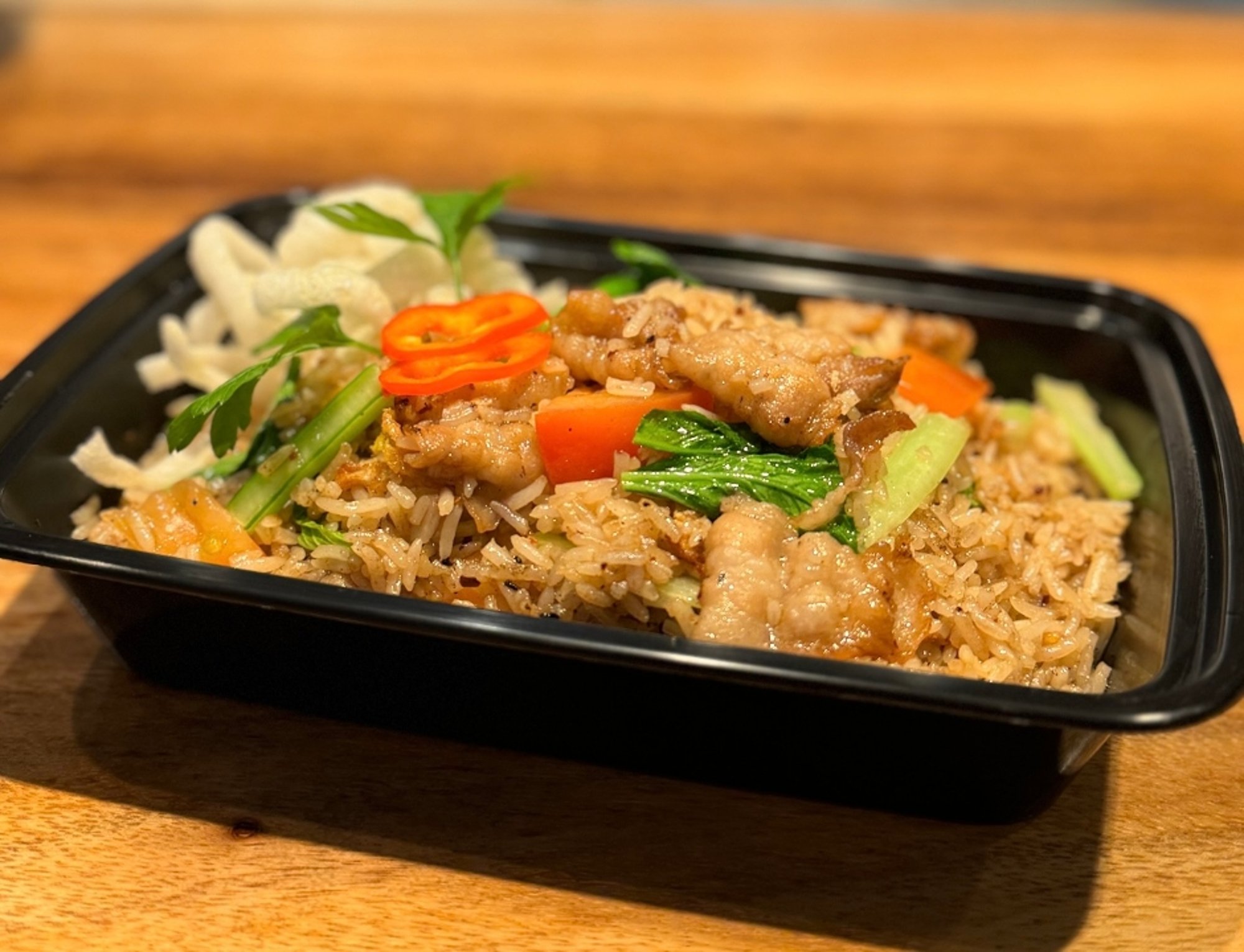 Fried rice pork belly