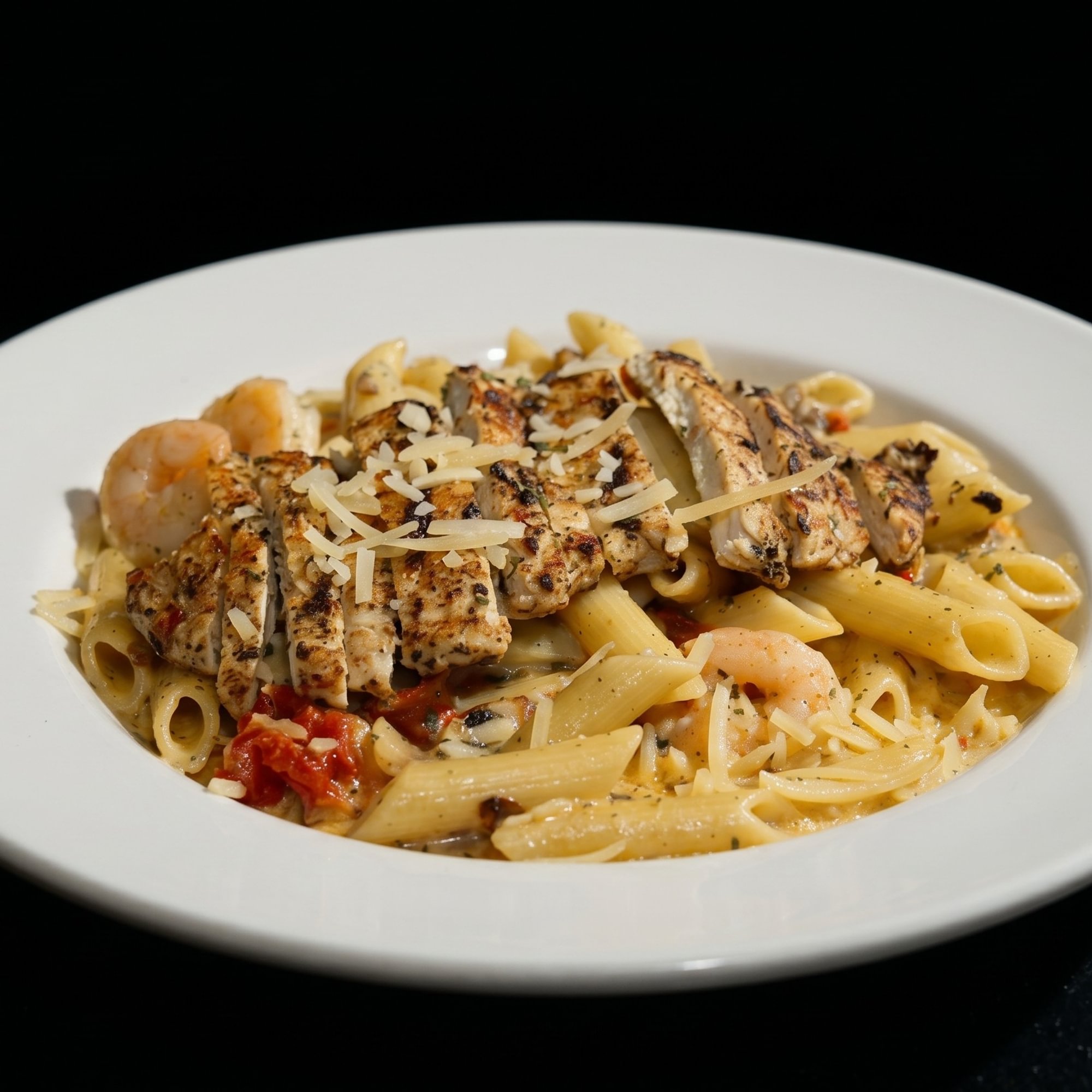 Spicy Chicken & Shrimp Alfredo