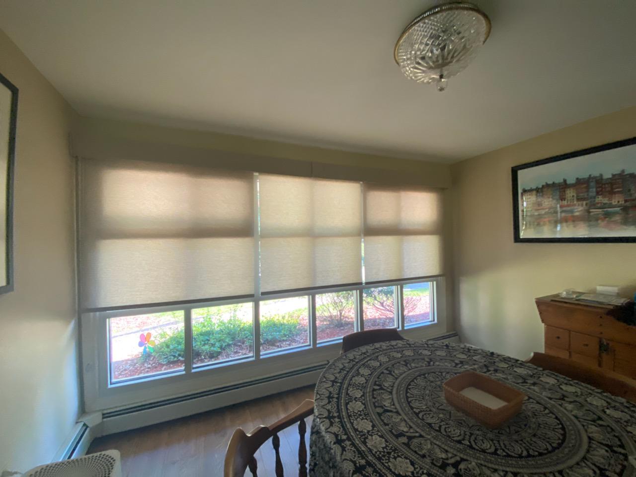 Press a button and up they go! These are our Roller Shades! This Worcester home is nice and shady now-but you can let the light in with just a tap.  BudgetBlindsWorcesterHolden  RollerShades  FreeConsultation  WindowWednesday