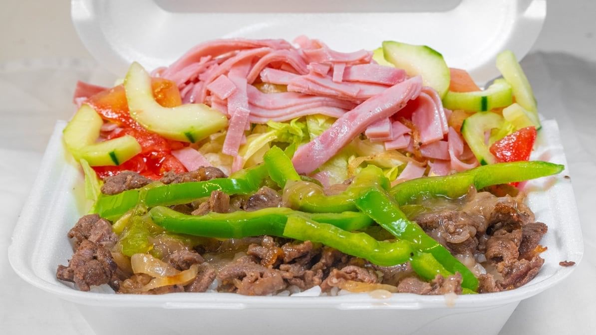 Pepper Steak, White Rice & Chef Salad
