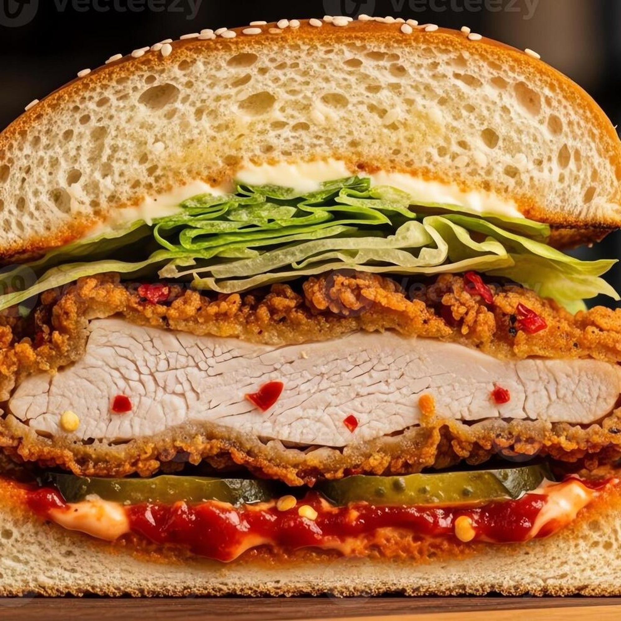 Chicken sandwich on potato bun