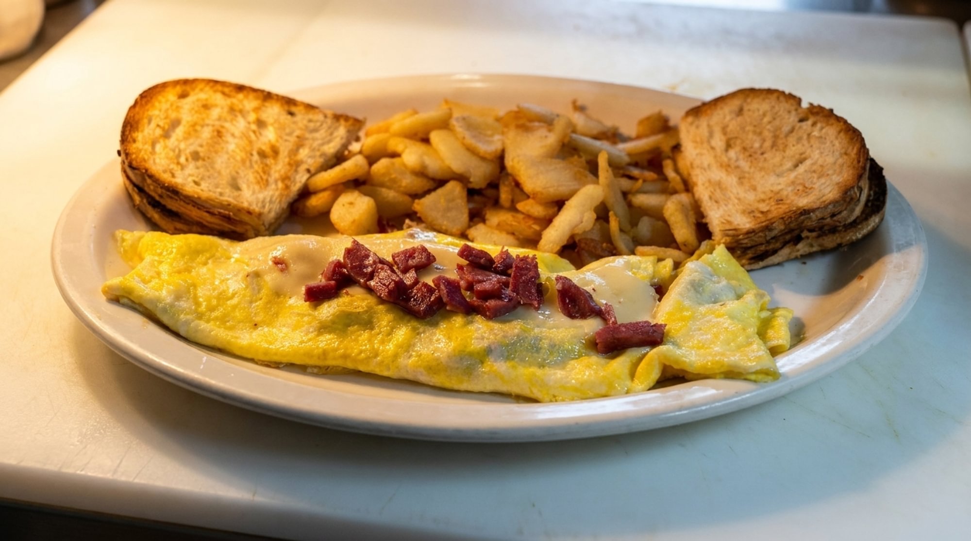 Corned Beef & Swiss Omelette