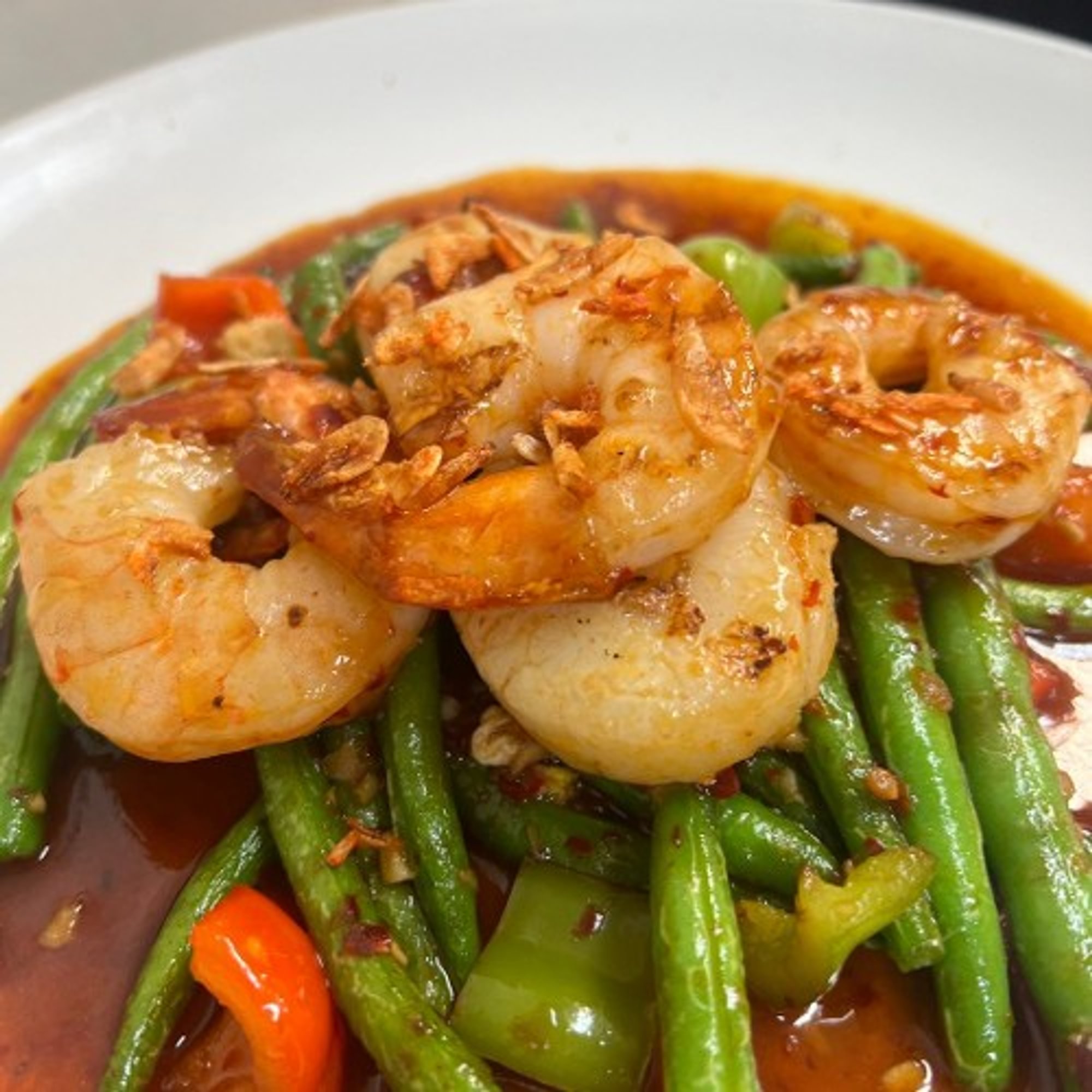 Sea Scallops and Prawn Green Beans with XO Sauce