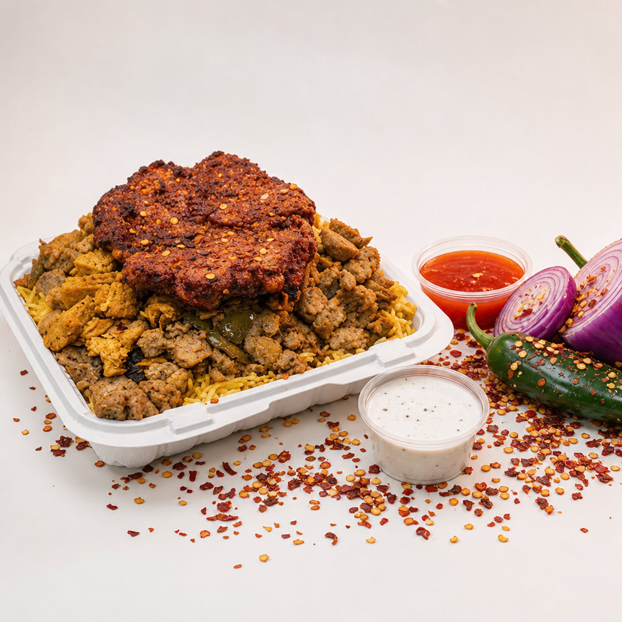 Mix Gyro with Chapli Kabab & Rice