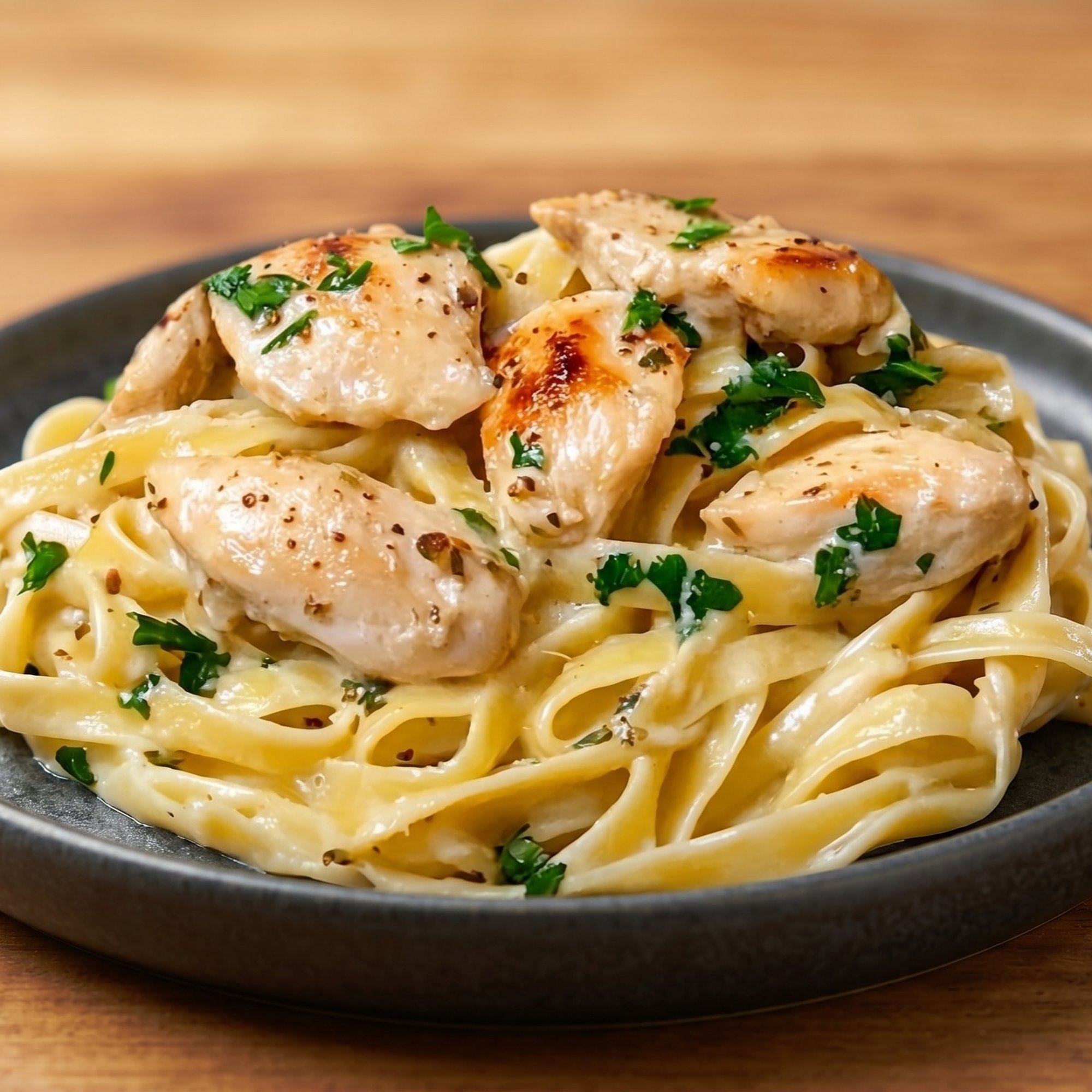 Pasta with Grilled Chicken Alfredo