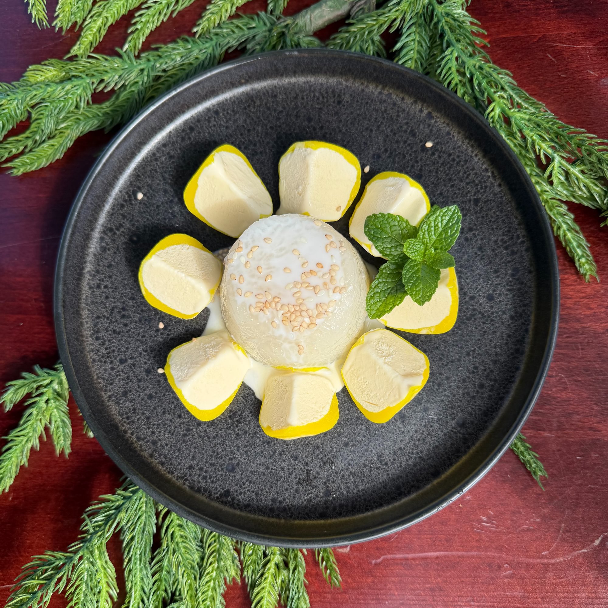 Mango Mochi Ice Cream with Sweet Sticky Rice