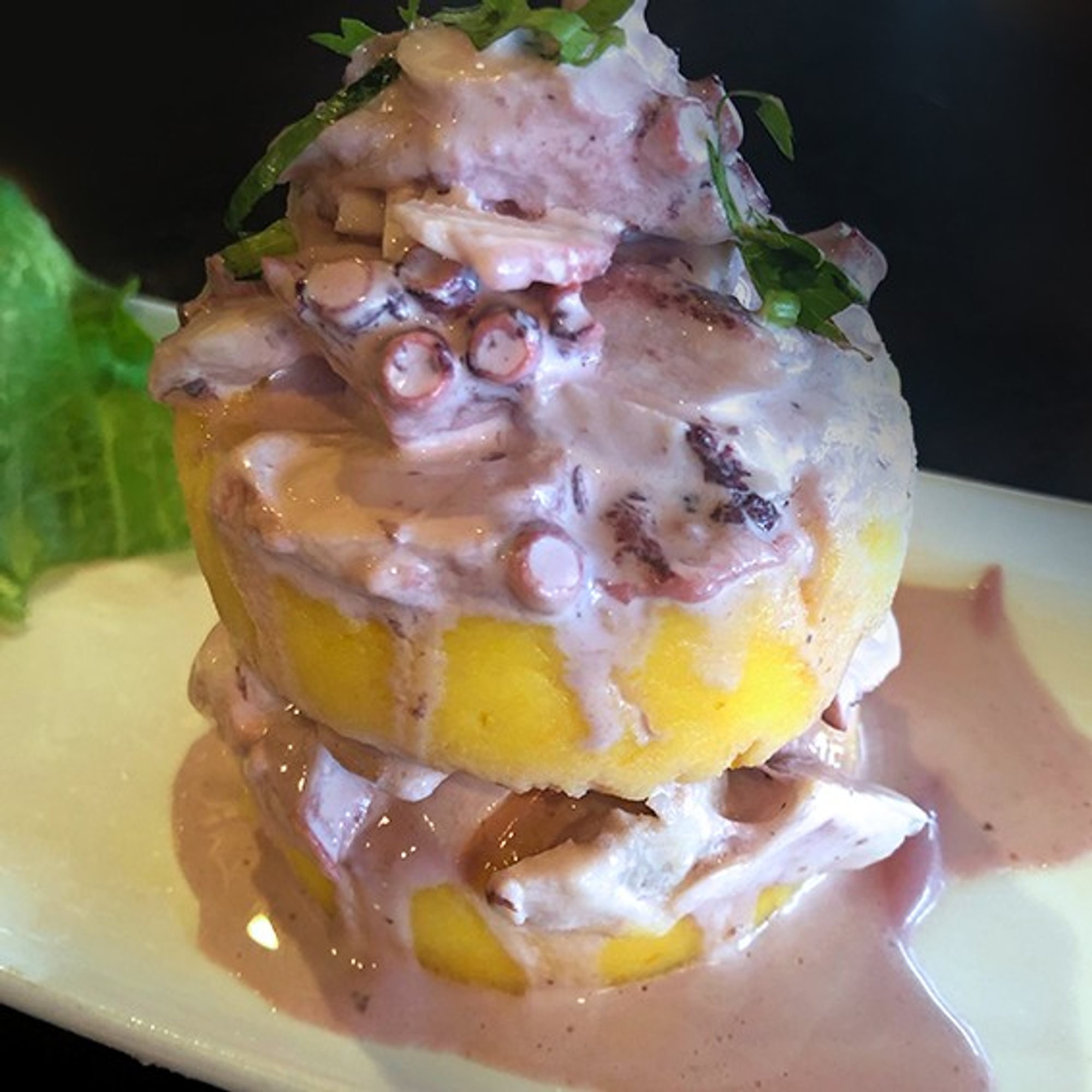 Causa Pulpo Al Olivo / Octopus with Olive Sauce