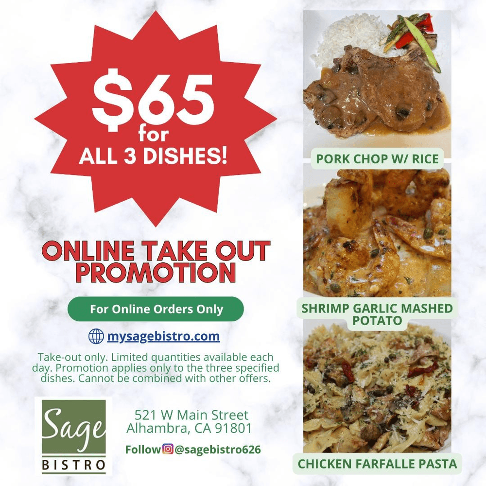 $65 Take-Out Online Deal