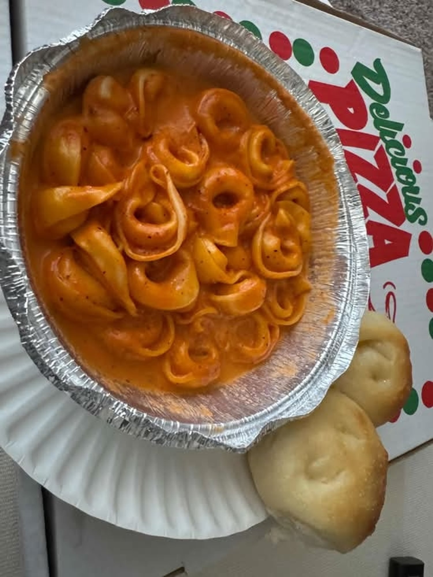 Tortellini Alla Panna with Breaded Chicken Lunch