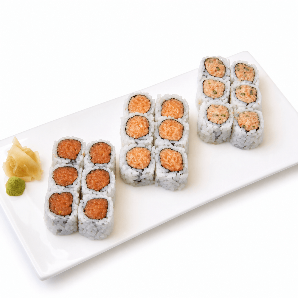 Spicy Tuna, Spicy Salmon, Spicy Yellowtail Roll