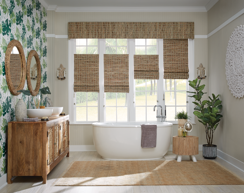 Top-Down/Bottom-Up window treatments are the most versatile addition to any room. Woven wood shades can bring any room to life with a little texture!