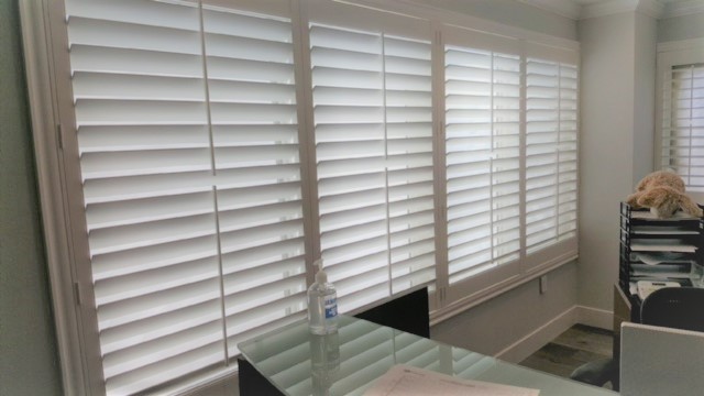 Shutters in an Office lobby in Clairemont, CA   BudgetBlindsPointLoma  FreeConsultation