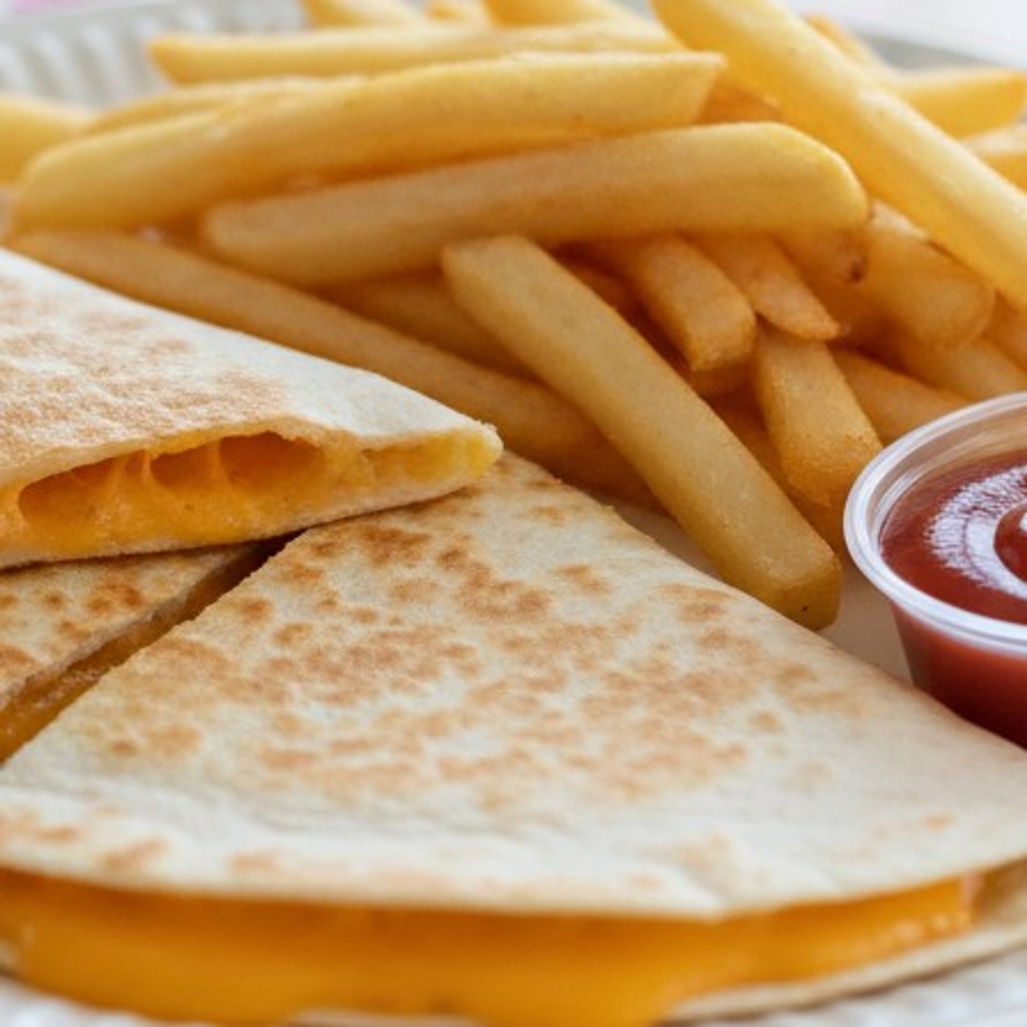 Kid's Cheese Quesadillas and fries