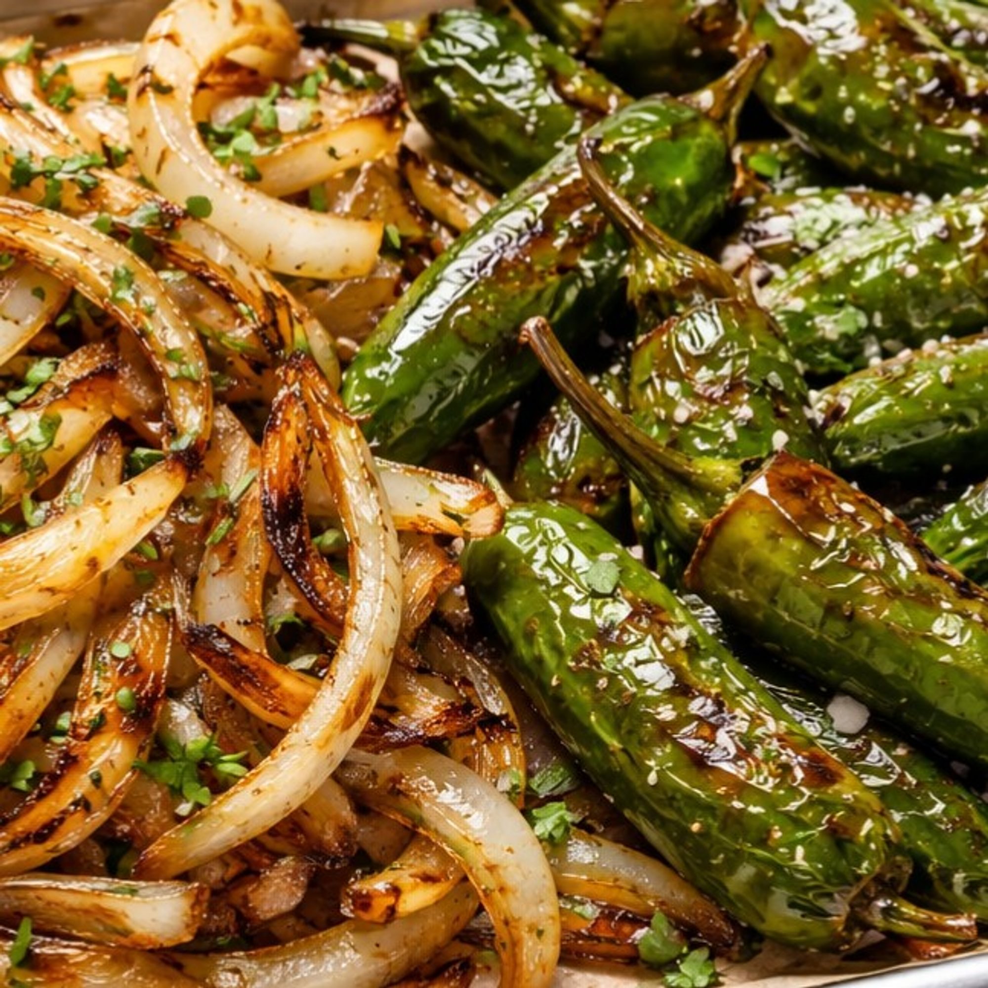GRILLED JALAPENOS AND ONIONS
