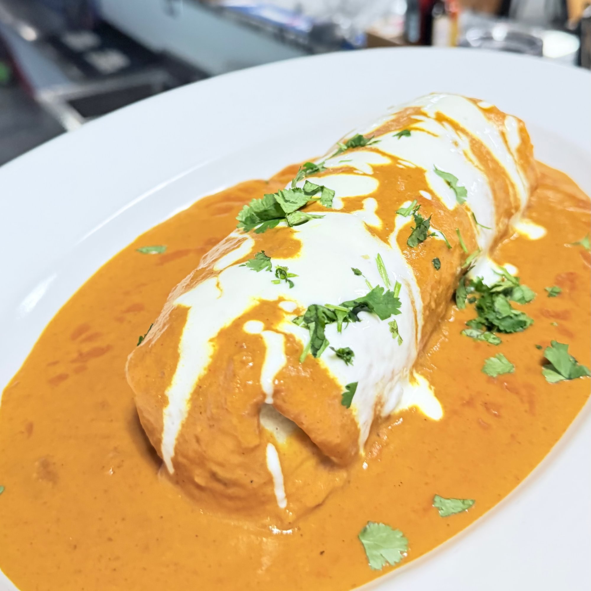 Butter chicken burrito