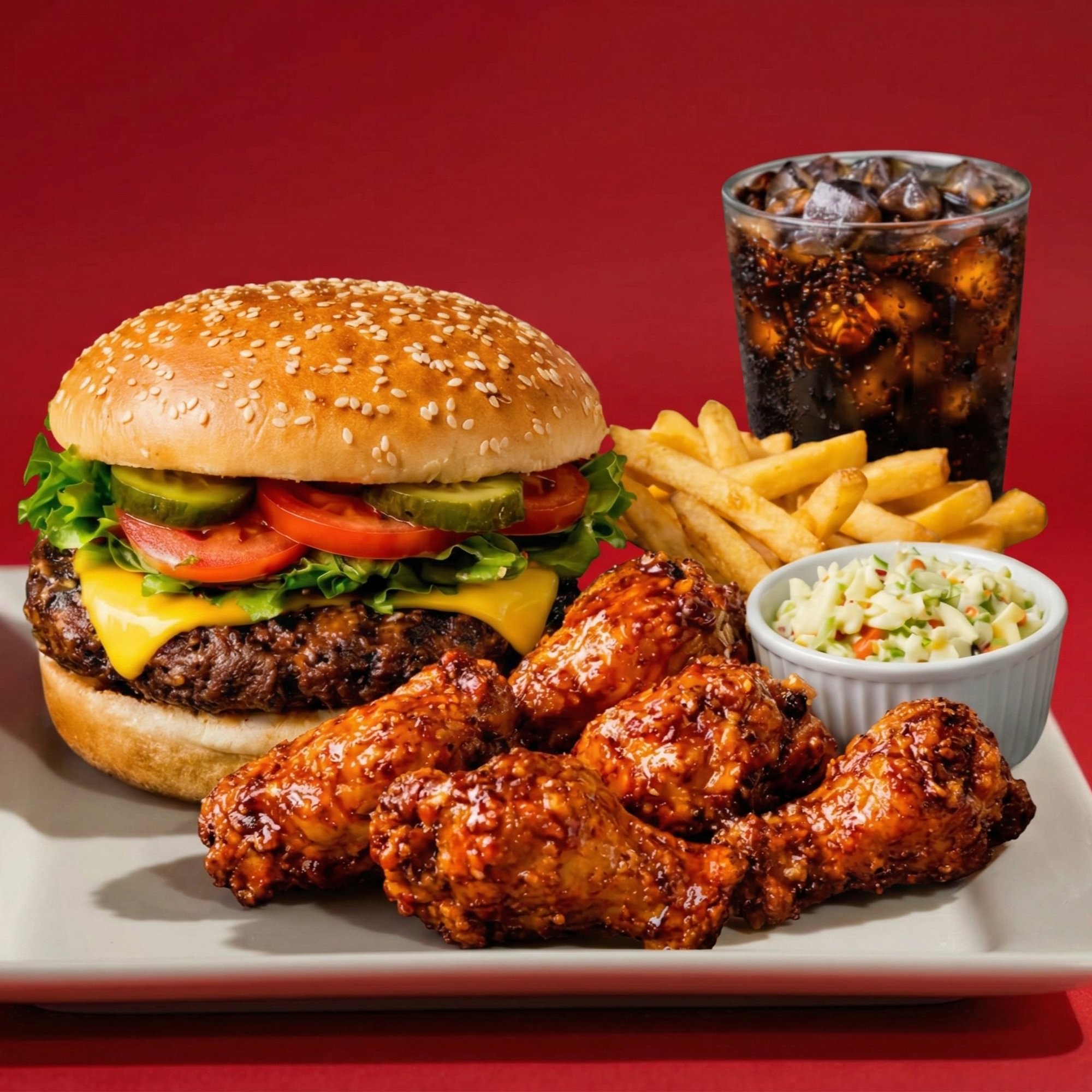 Cheeseburger with 5 Wings
