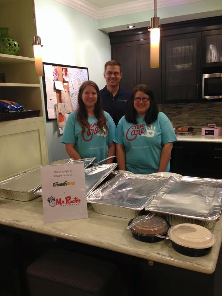 What a blessing to be able to bring dinner for the Ronald McDonald Room with The Grounds Guys of Fort Smith.  We had a blast!  Pictured from left:  Emily Peek, Joel Meinardus, Mary Pitchford