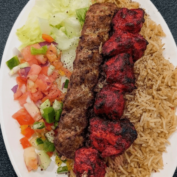 chicken boneless & beef kabob platter