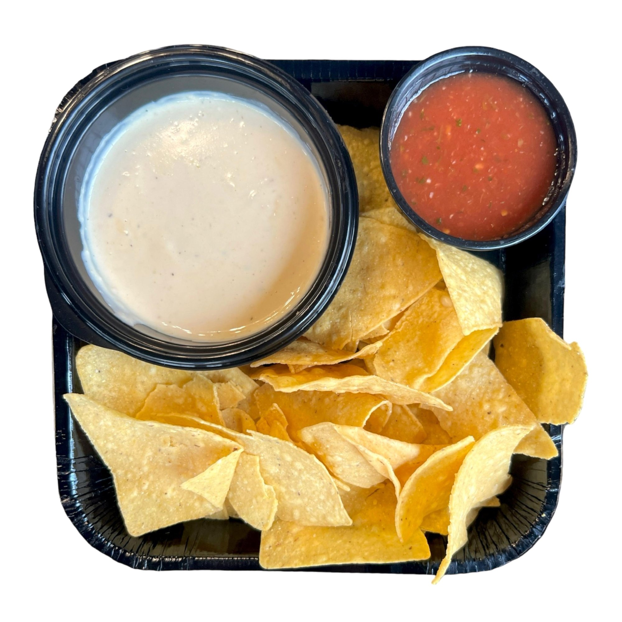 Queso salsa y totopos