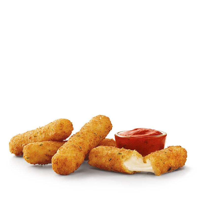 Crispy on the outside, gooey on the inside. Melty, real mozzarella cheese, breaded and fried to perfection. Dunking in a side dipping cup of creamy marinara sauce is a must