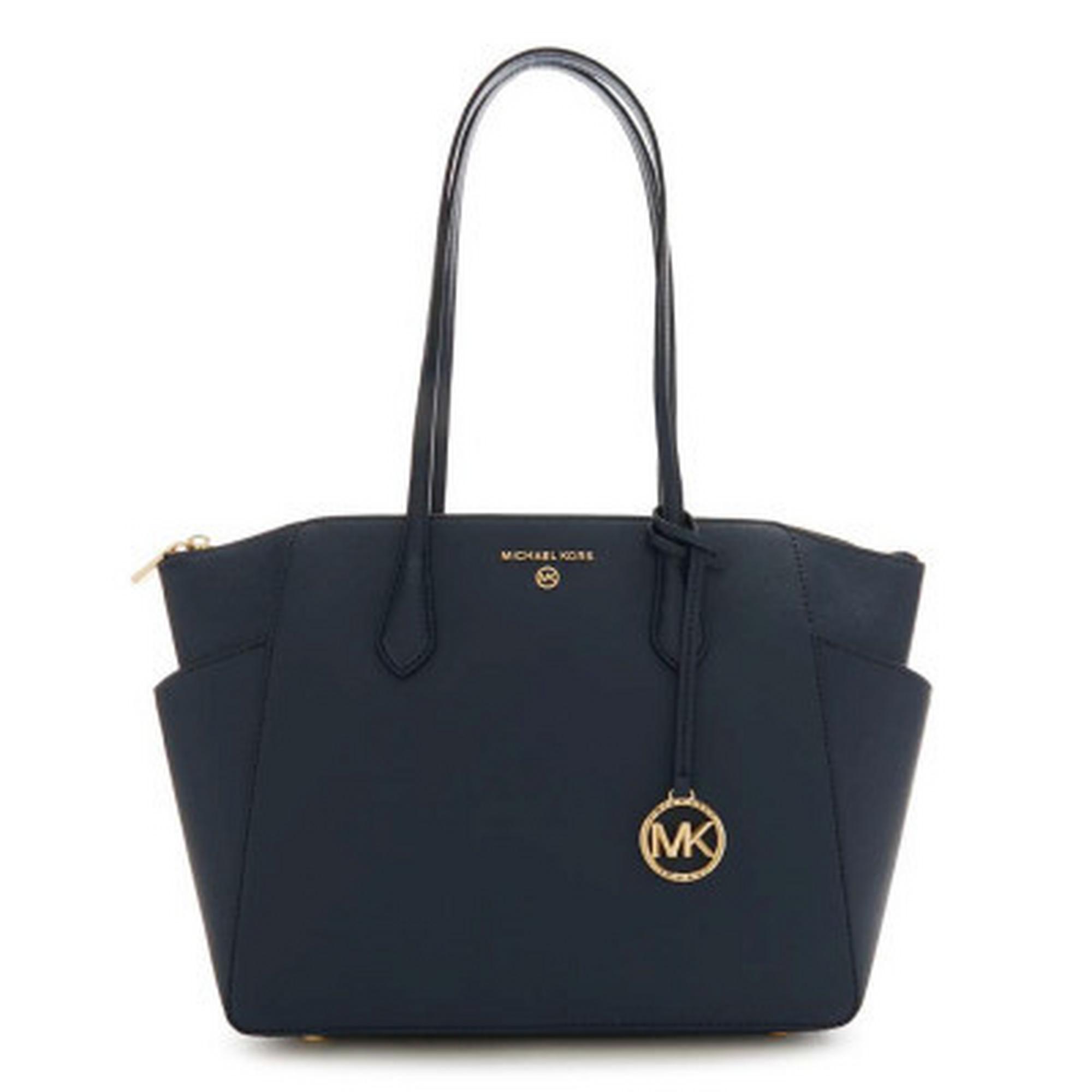 Marilyn Medium Saffiano Leather Tote Bag - Navy
